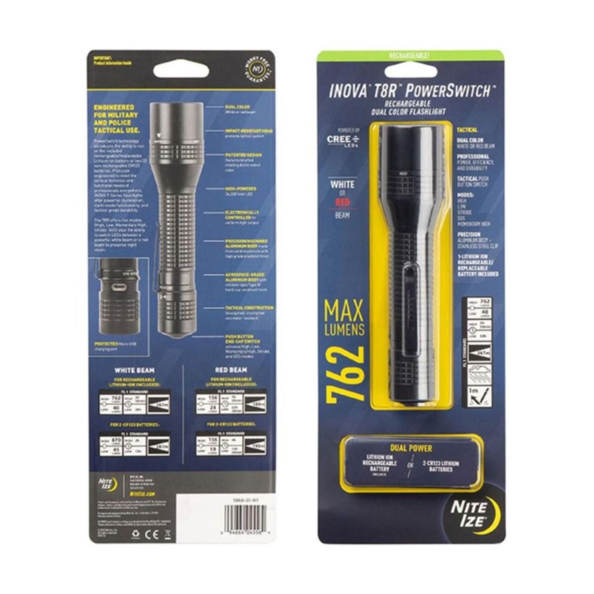 Nite Ize Linterna De Mano Táctica Recargable Powerswitch Inova T8