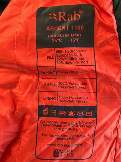 Rab Ascent 1100 Down Sleeping Bag (-25C)